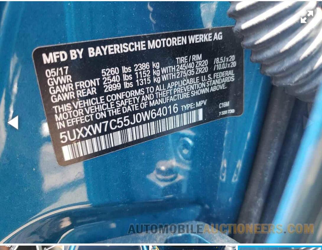 BMW X4 2018 Blue vin: 5UXXW7C55J0W64016
